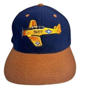 Otto Cap Navy & Brown Embroidered Trainer Aircraft TA-777 Hat T-6 Texan